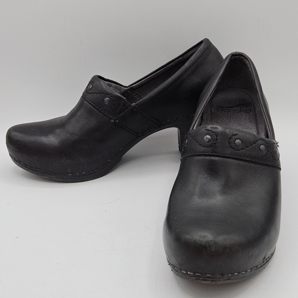 Dansko Riki black leather 2.5" clog loafers size 38 US size 7.5 / 8 - Picture 9 of 16